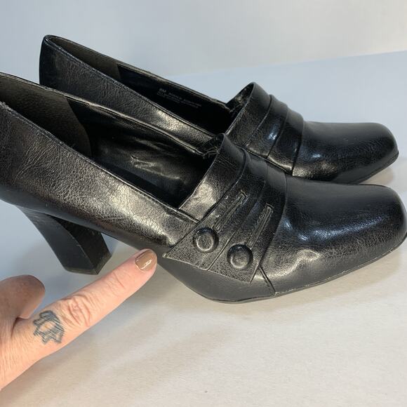 Franco Sarto Rosalie Womens Heels Sz 8 M Black Academia Witchy 3.25" Block Heel - Picture 15 of 16